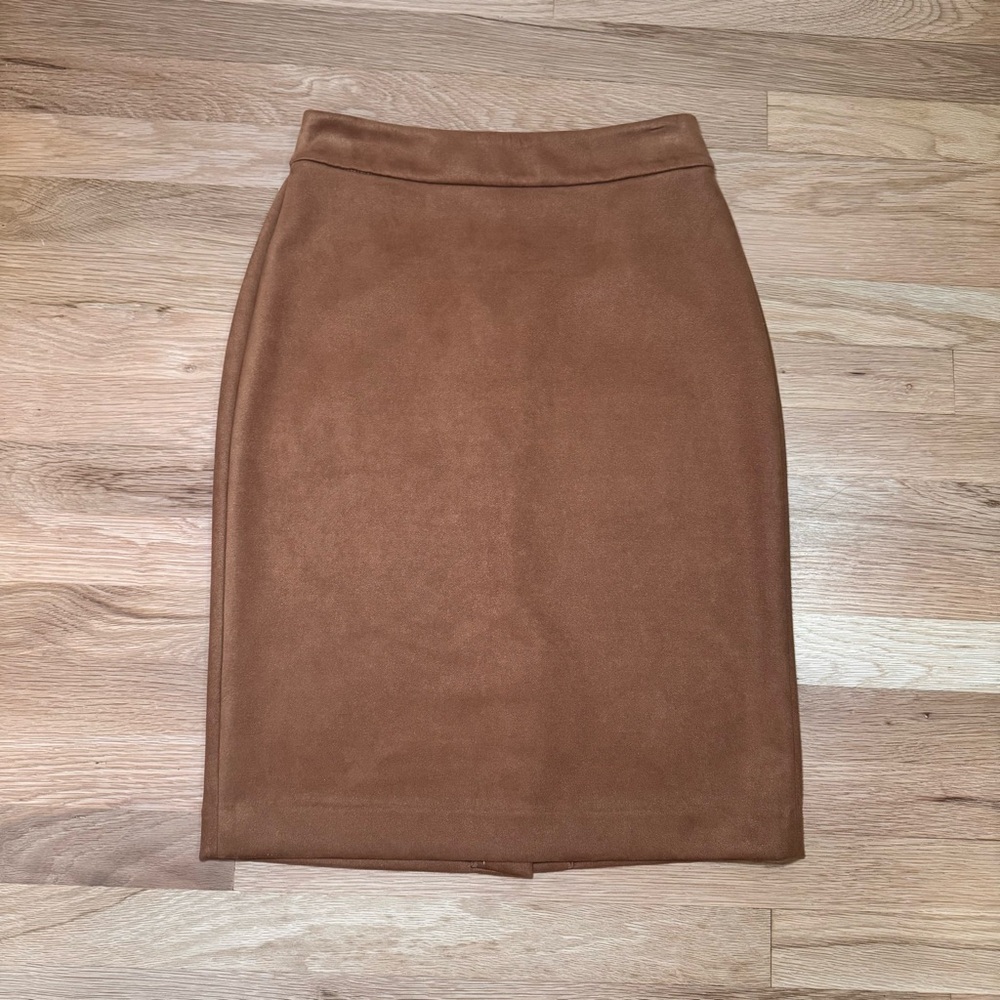 Ann Taylor Factory Brown Suede-Look Pencil Skirt